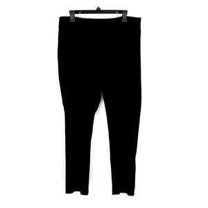 Chicos Size 2 Pants Women Size 12 Black Velour Velvet Leggings Pull On Dressy